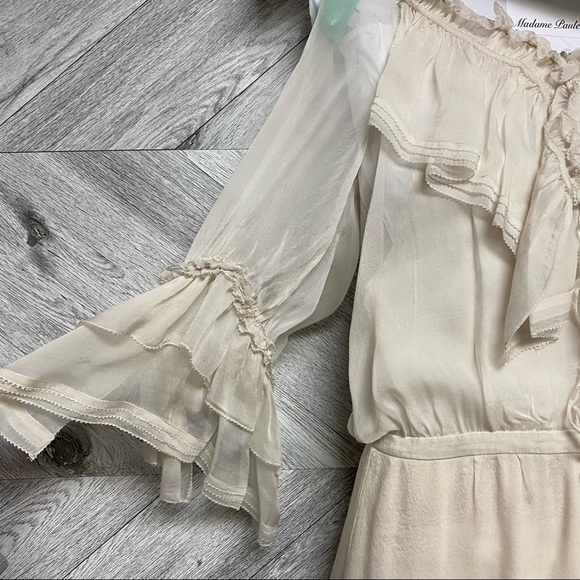Zac Posen | Silk Ruffle Ivory Cream Dress Size 8 - Picture 7 of 12
